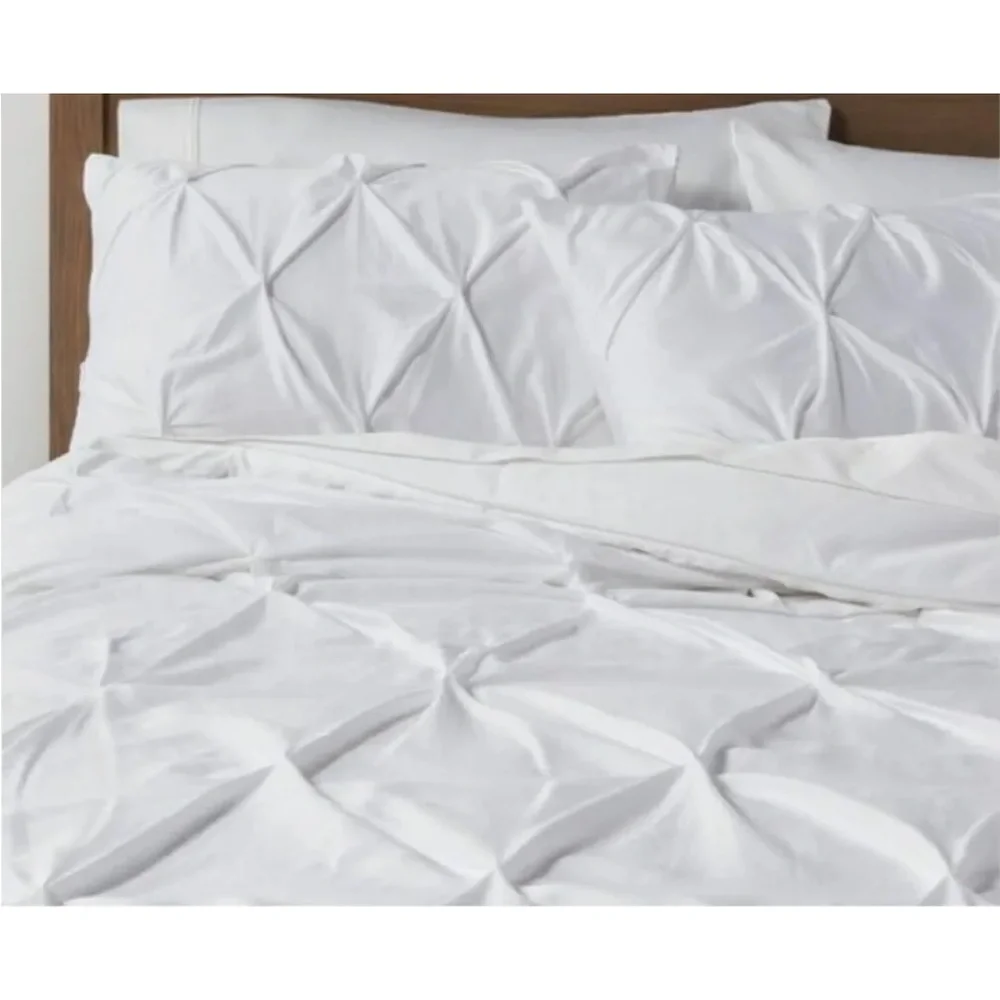 Pinched Pleat 3 Piece Duvet Cover Set - White (King) - Threshold 108